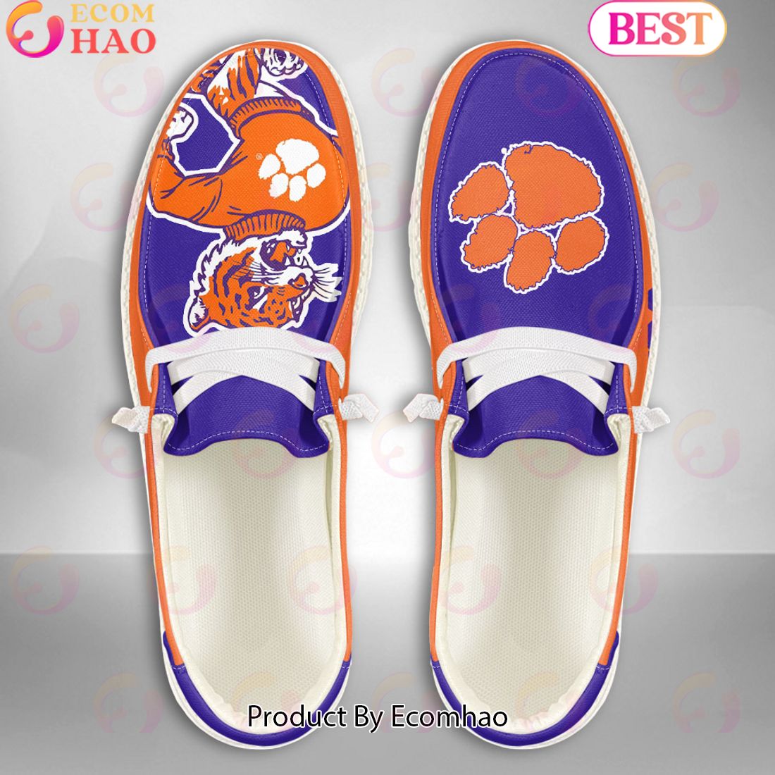 NCAA Clemson Tigers Mascot Design Custom Name Hey Dude Shoes