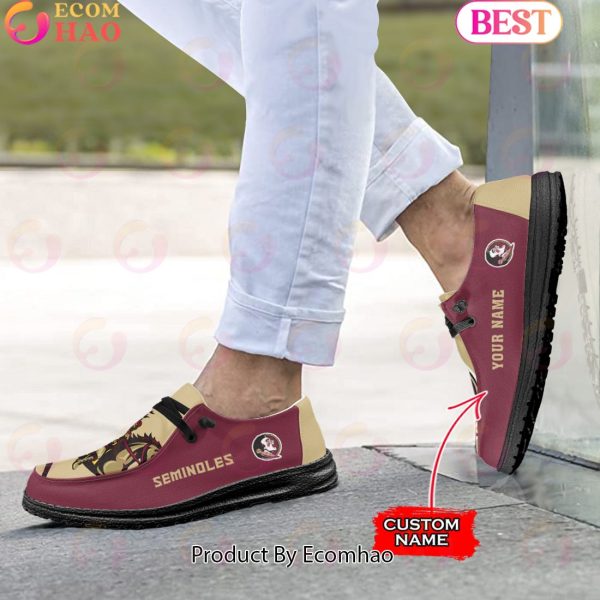 NCAA Florida State Seminoles Mascot Design Custom Name Hey Dude Shoes