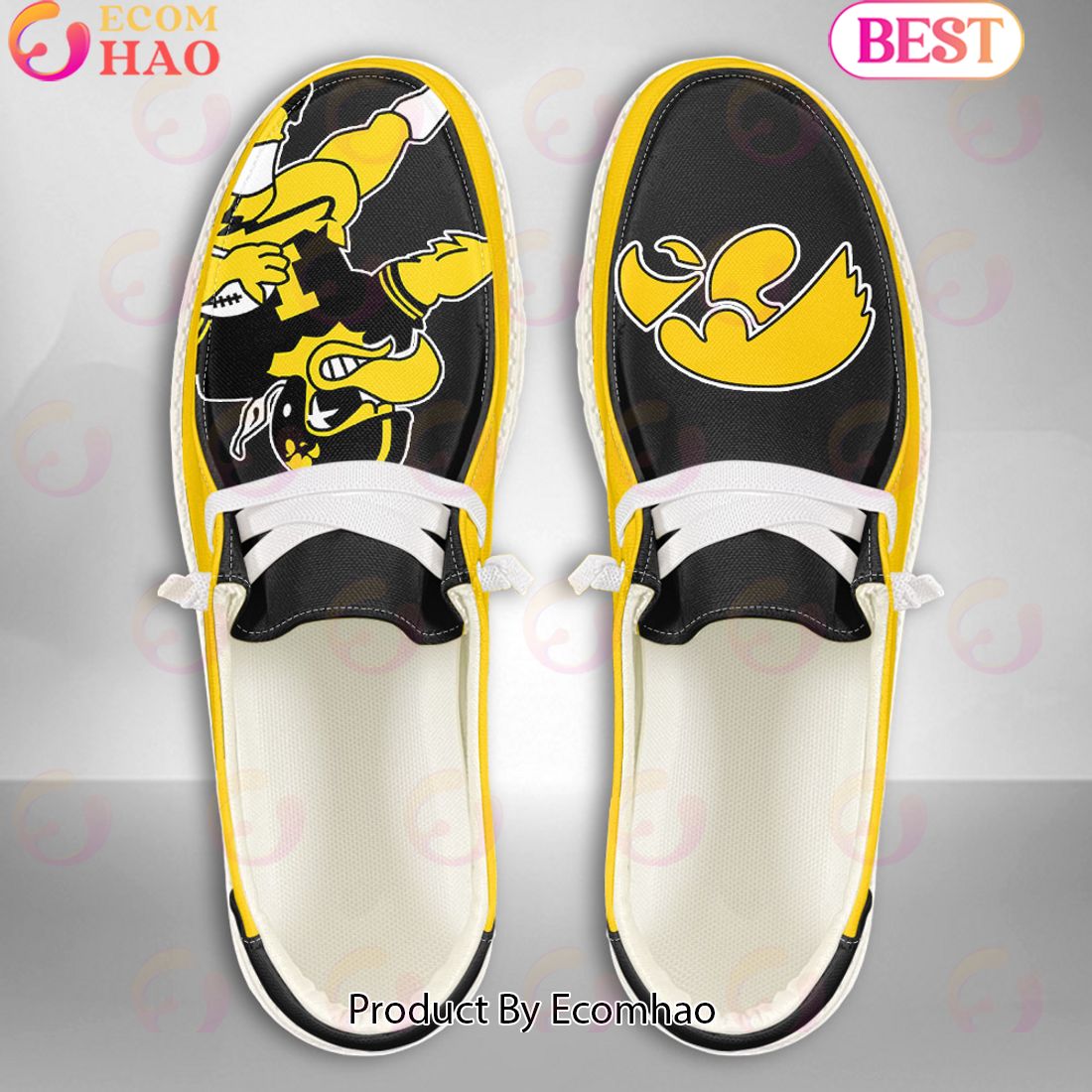 NCAA Iowa Hawkeyes Mascot Design Custom Name Hey Dude Shoes