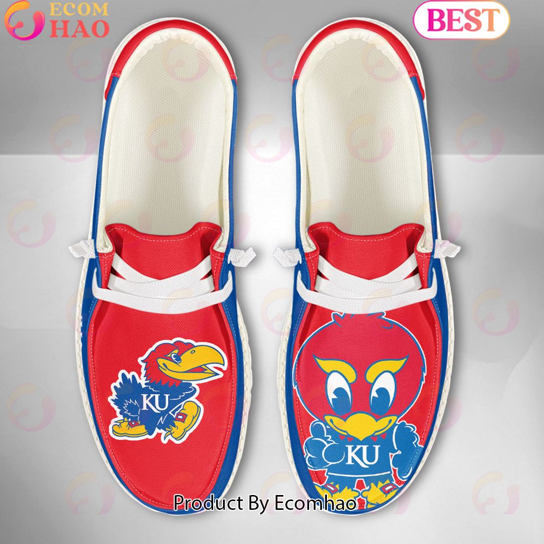 NCAA Kansas Jayhawks Mascot Design Custom Name Hey Dude Shoes