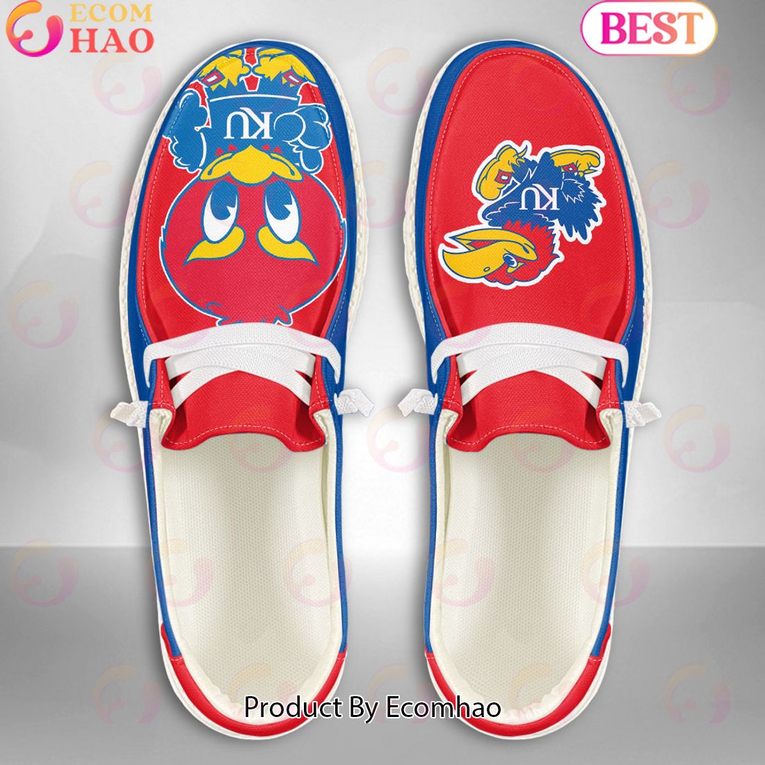 NCAA Kansas Jayhawks Mascot Design Custom Name Hey Dude Shoes