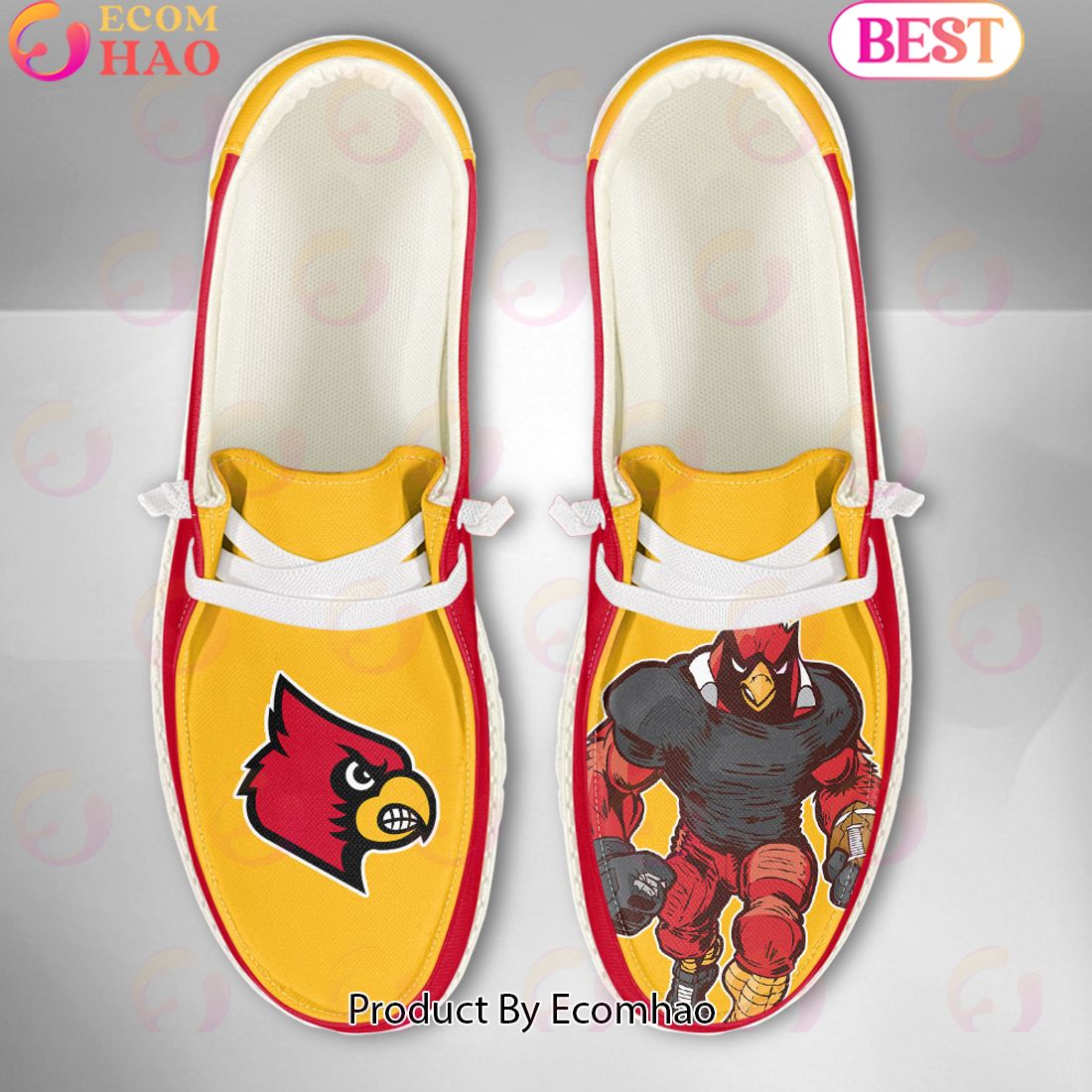 NCAA Louisville Cardinals Mascot Design Custom Name Hey Dude Shoes