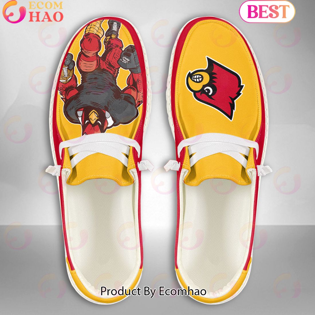 NCAA Louisville Cardinals Mascot Design Custom Name Hey Dude Shoes