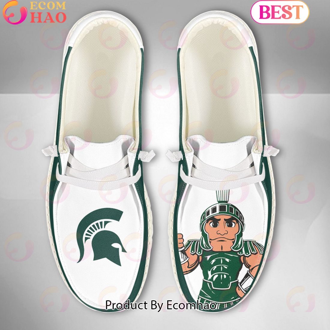 NCAA Michigan State Spartans Mascot Design Custom Name Hey Dude Shoes