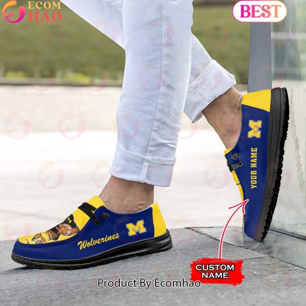 NCAA Michigan Wolverines Mascot Design Custom Name Hey Dude Shoes