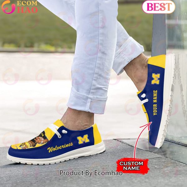 NCAA Michigan Wolverines Mascot Design Custom Name Hey Dude Shoes