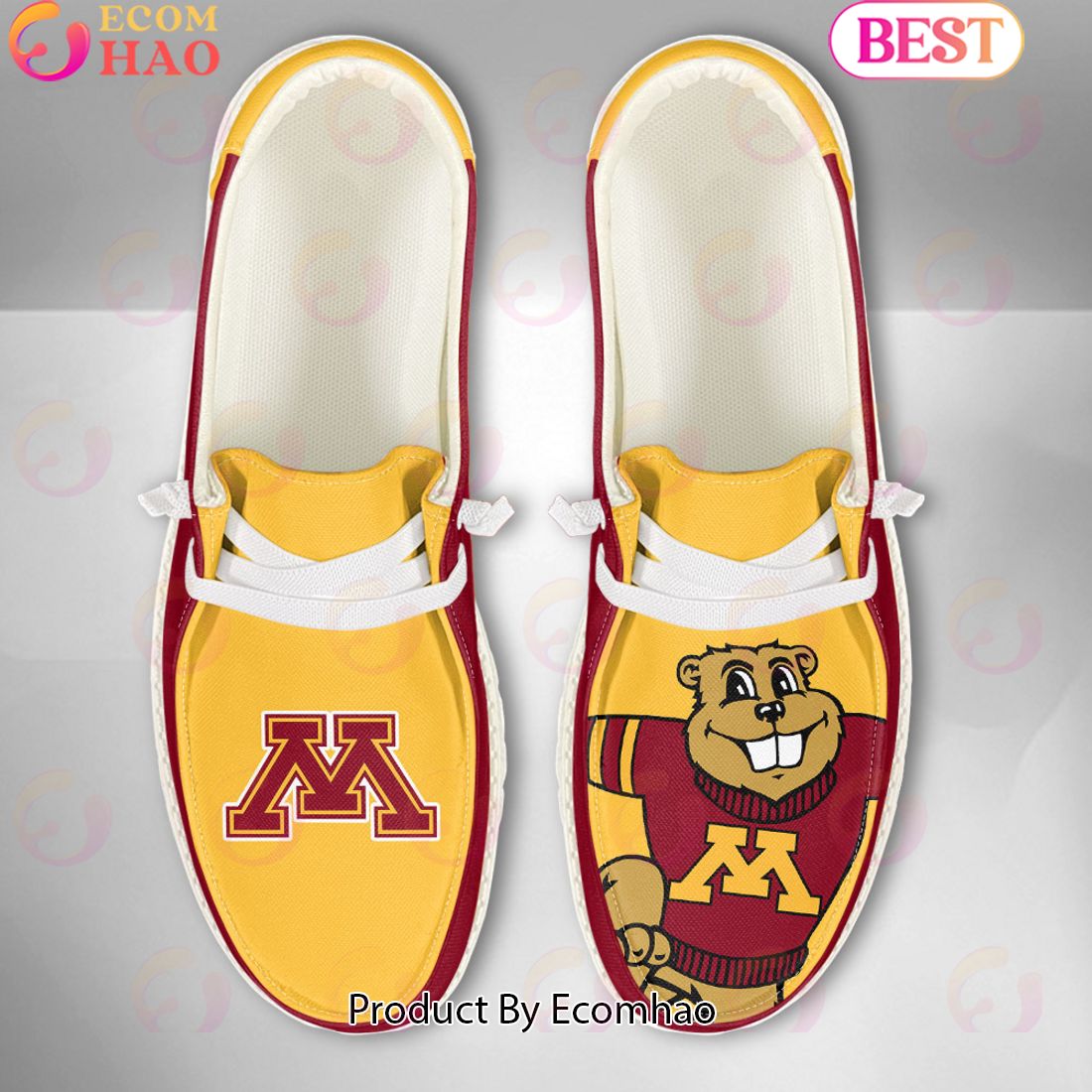 NCAA Minnesota Golden Gophers Mascot Design Custom Name Hey Dude Shoes