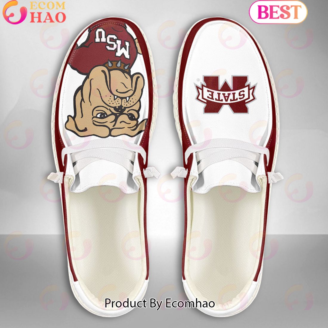 NCAA Mississippi State Bulldogs Mascot Design Custom Name Hey Dude Shoes