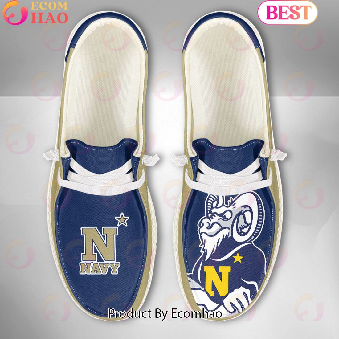 NCAA Navy Midshipmen Mascot Design Custom Name Hey Dude Shoes