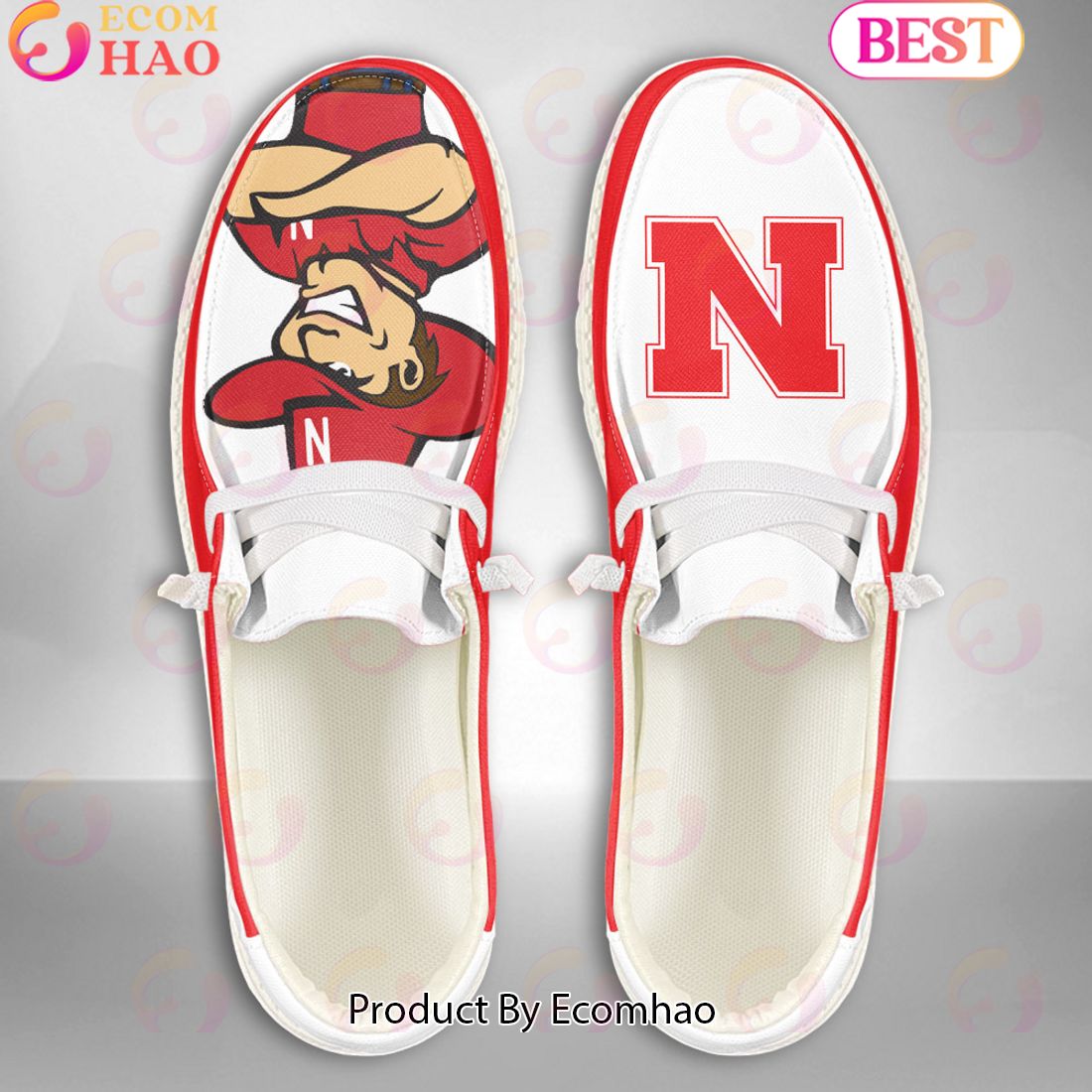 NCAA Nebraska Cornhuskers Mascot Design Custom Name Hey Dude Shoes