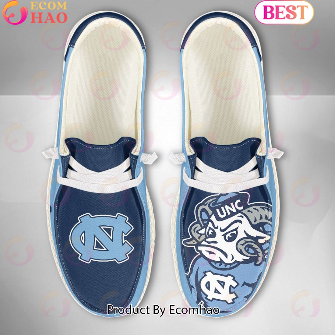 NCAA North Carolina Tar Heels Mascot Design Custom Name Hey Dude Shoes