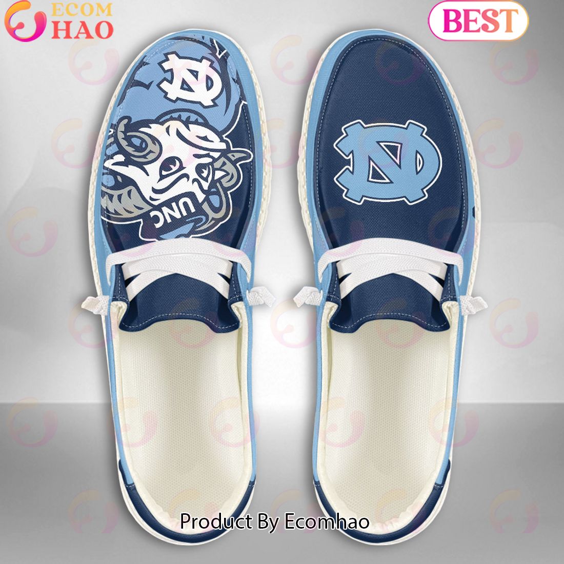 NCAA North Carolina Tar Heels Mascot Design Custom Name Hey Dude Shoes