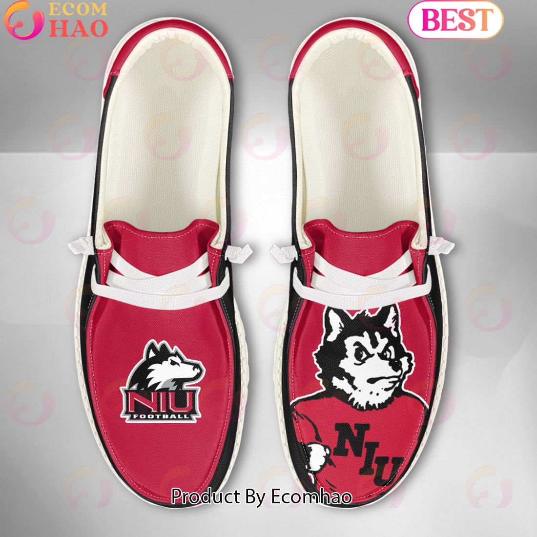 NCAA Northern Illinois Huskies Mascot Design Custom Name Hey Dude Shoes