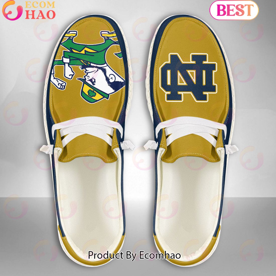 NCAA Notre Dame Fighting Irish Mascot Design Custom Name Hey Dude Shoes