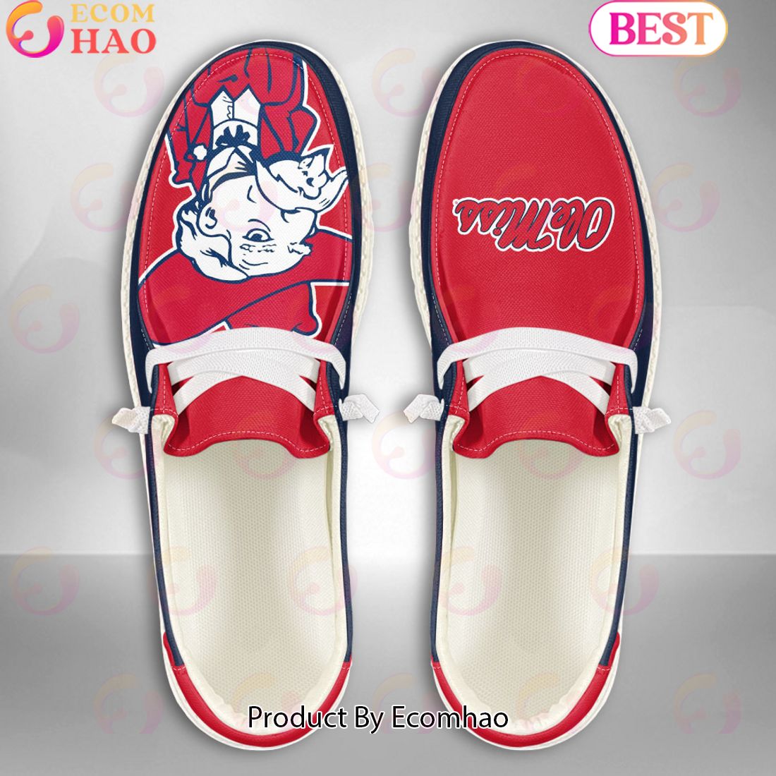 NCAA Ole Miss Rebels Mascot Design Custom Name Hey Dude Shoes