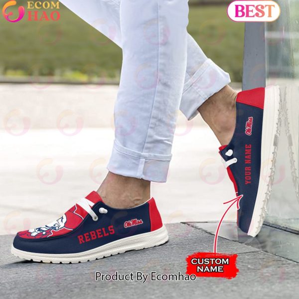 NCAA Ole Miss Rebels Mascot Design Custom Name Hey Dude Shoes