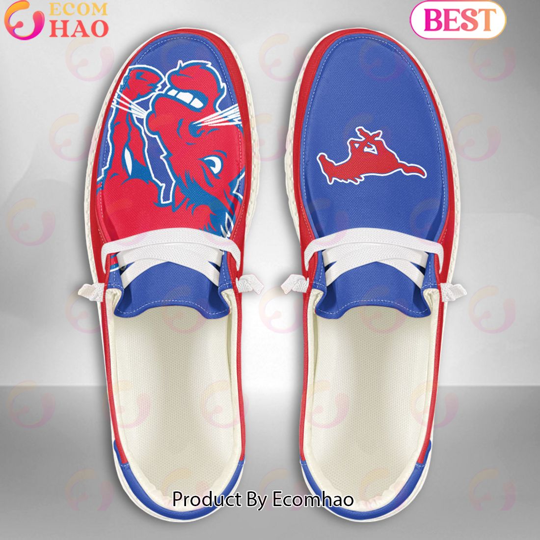 NCAA SMU Mustangs Mascot Design Custom Name Hey Dude Shoes