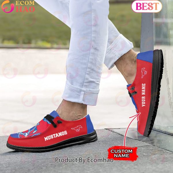 NCAA SMU Mustangs Mascot Design Custom Name Hey Dude Shoes