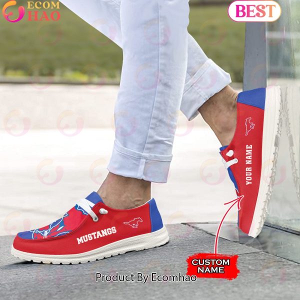 NCAA SMU Mustangs Mascot Design Custom Name Hey Dude Shoes