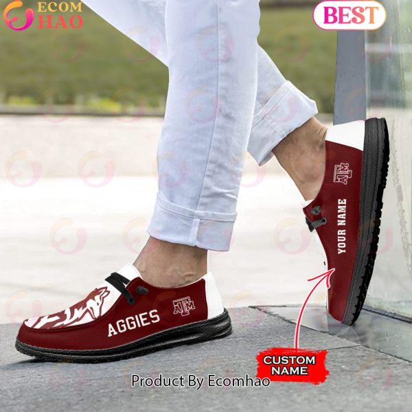 NCAA Texas A&M Aggies Mascot Design Custom Name Hey Dude Shoes