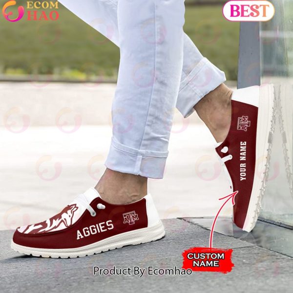 NCAA Texas A&M Aggies Mascot Design Custom Name Hey Dude Shoes