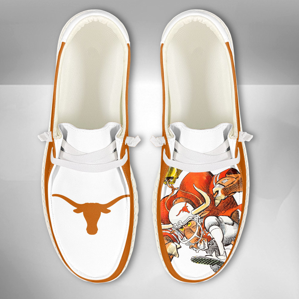 NCAA Texas Longhorns Mascot Design Custom Name Hey Dude Shoes