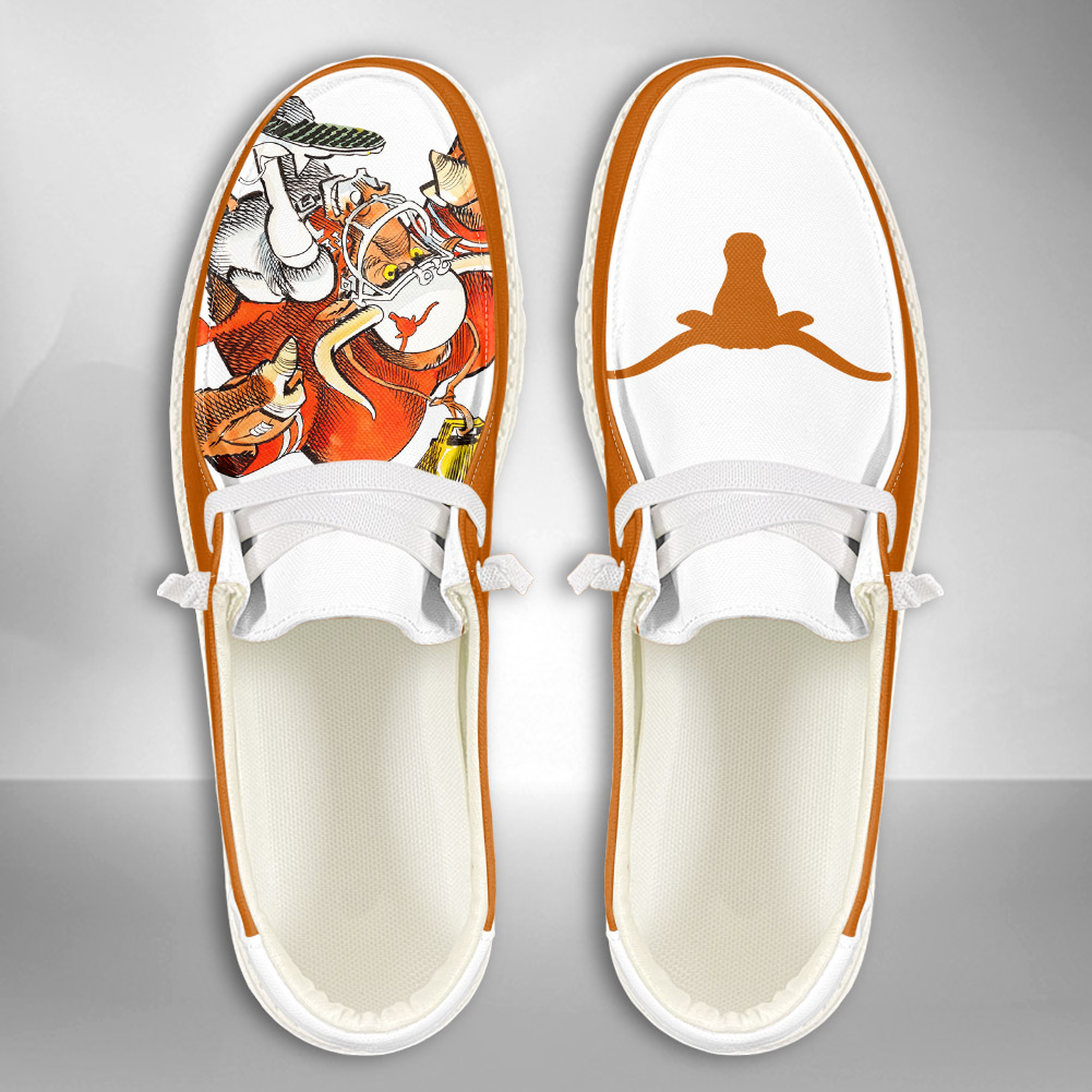 NCAA Texas Longhorns Mascot Design Custom Name Hey Dude Shoes