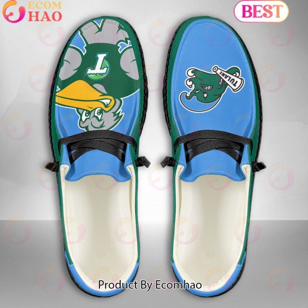 NCAA Tulane Green Wave Mascot Design Custom Name Hey Dude Shoes