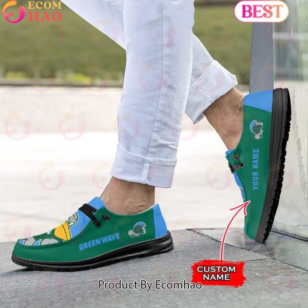 NCAA Tulane Green Wave Mascot Design Custom Name Hey Dude Shoes