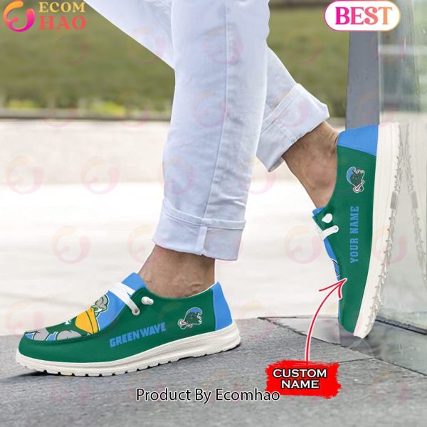 NCAA Tulane Green Wave Mascot Design Custom Name Hey Dude Shoes