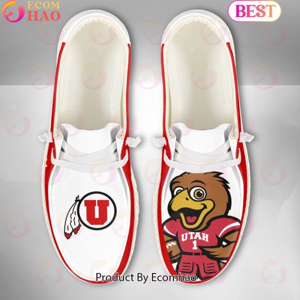 NCAA Utah Utes Mascot Design Custom Name Hey Dude Shoes