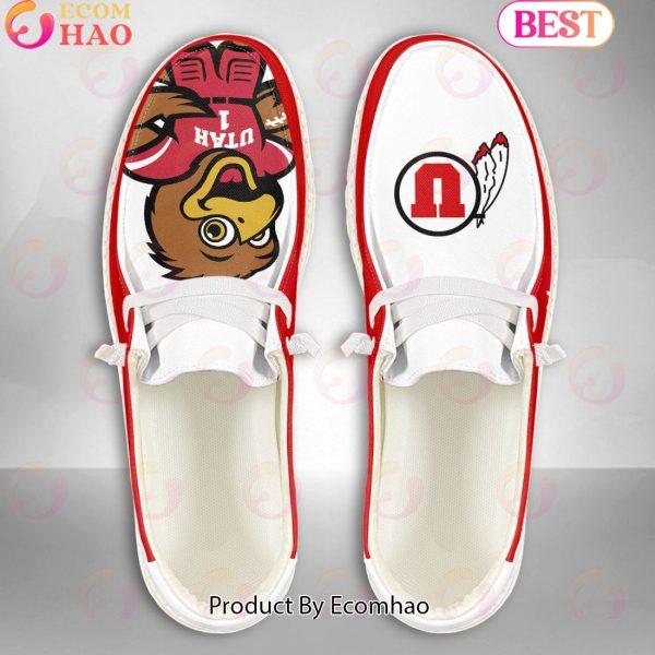 NCAA Utah Utes Mascot Design Custom Name Hey Dude Shoes