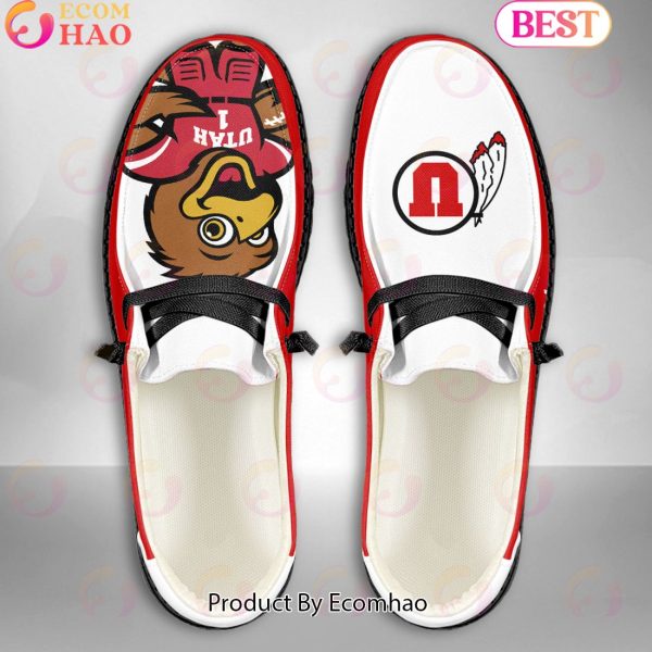 NCAA Utah Utes Mascot Design Custom Name Hey Dude Shoes