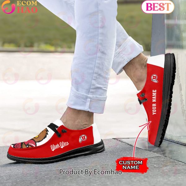 NCAA Utah Utes Mascot Design Custom Name Hey Dude Shoes