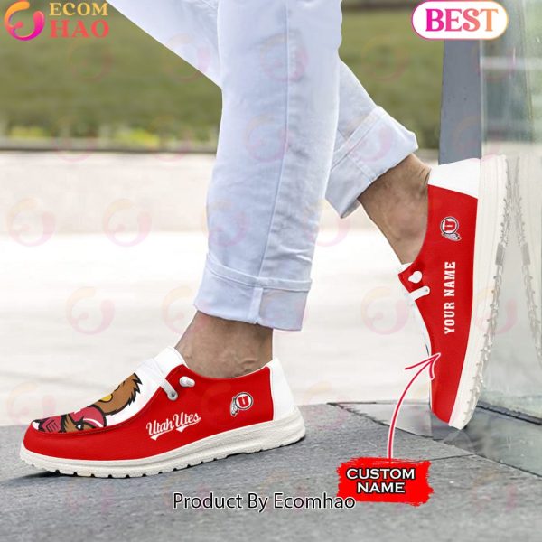 NCAA Utah Utes Mascot Design Custom Name Hey Dude Shoes