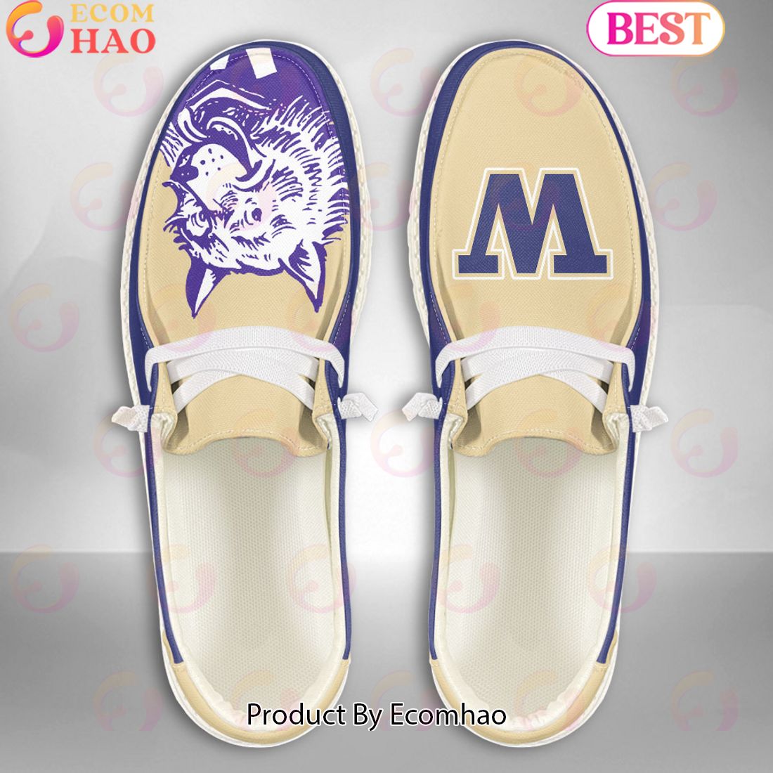 NCAA Washington Huskies Mascot Design Custom Name Hey Dude Shoes