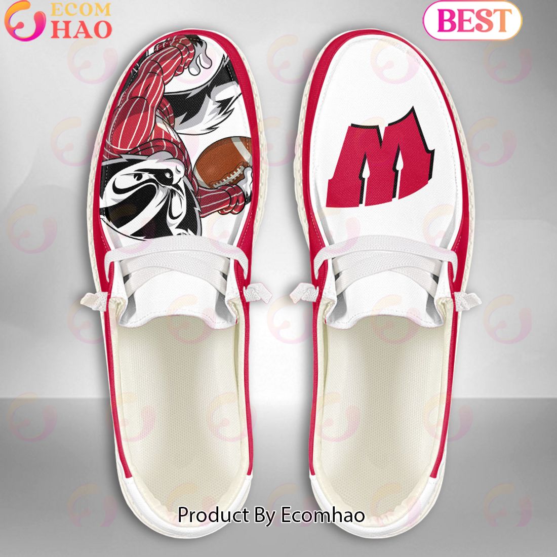 NCAA Wisconsin Badgers Mascot Design Custom Name Hey Dude Shoes