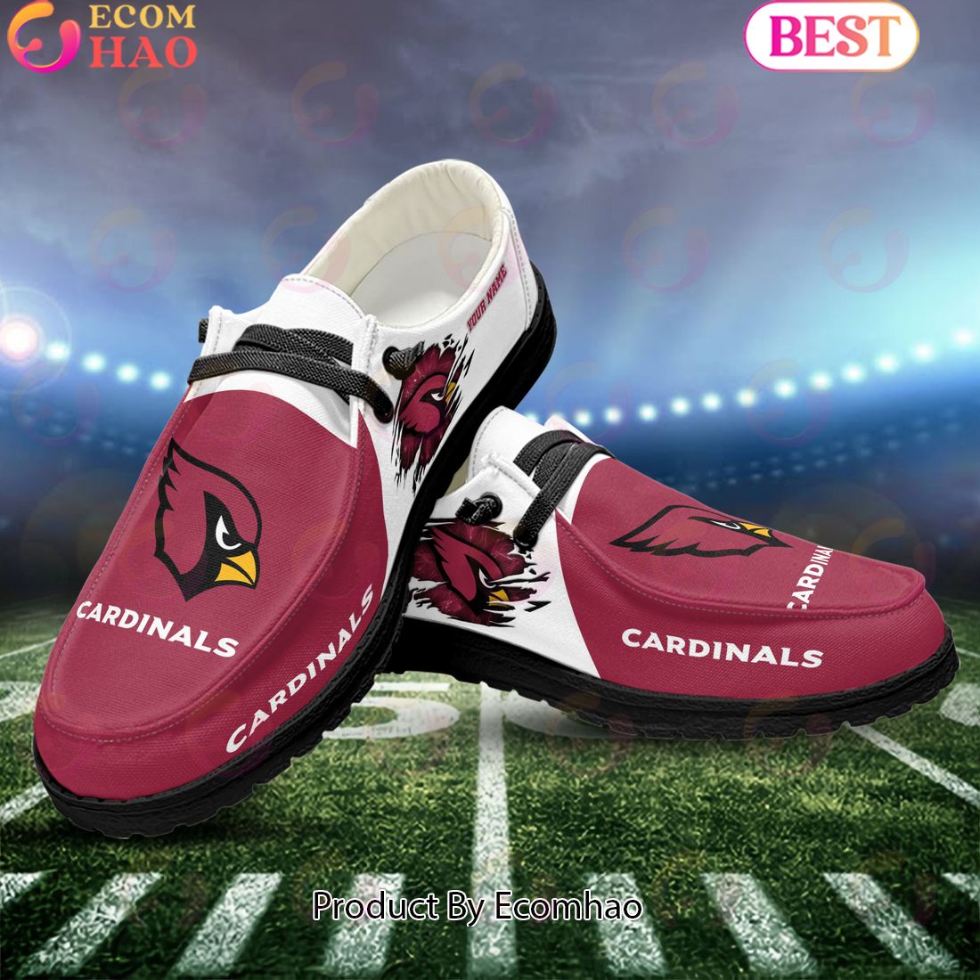 NFL Arizona Cardinals Broken Wall Logo Design Hey Dude Shoes Custom Your Name