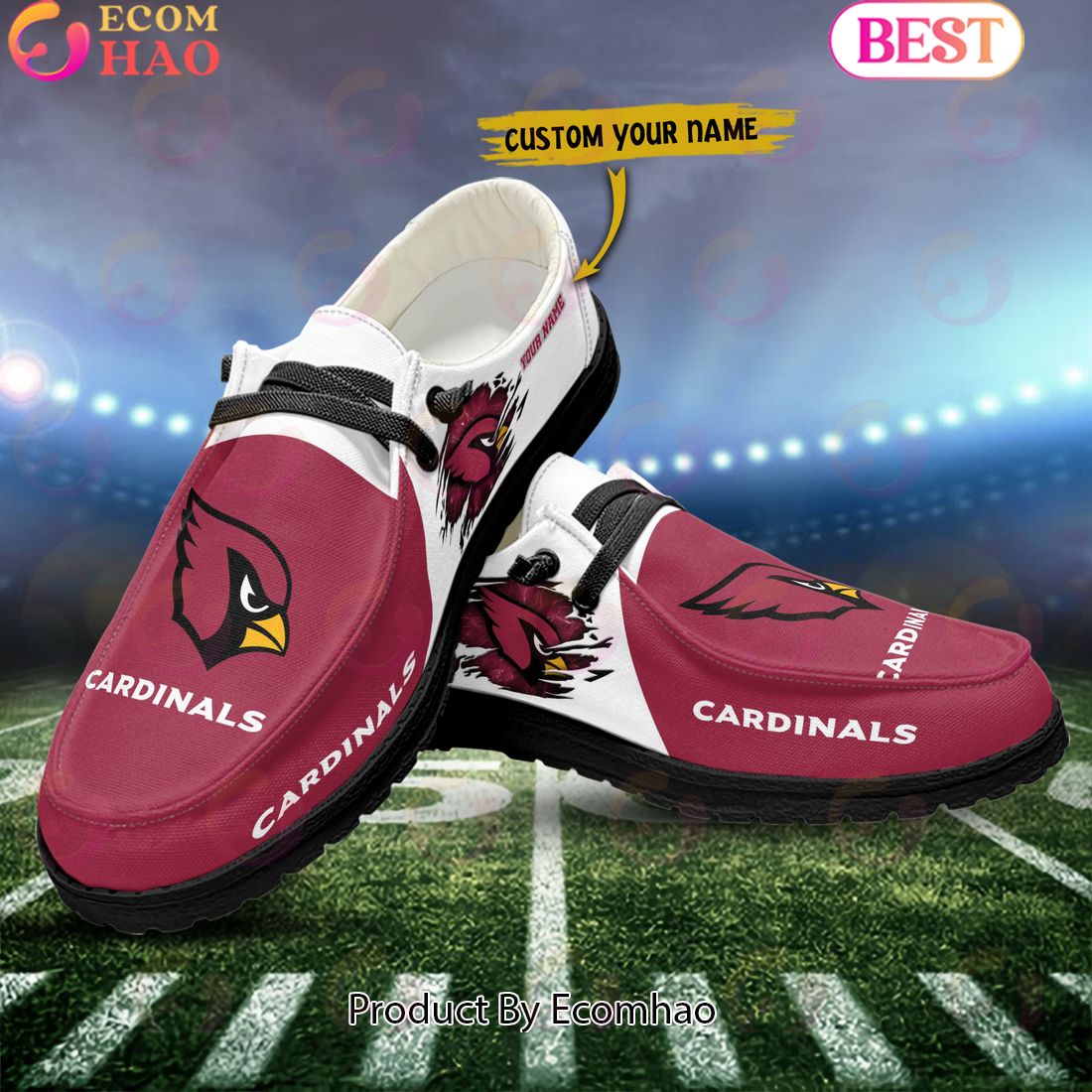 NFL Arizona Cardinals Broken Wall Logo Design Hey Dude Shoes Custom Your Name