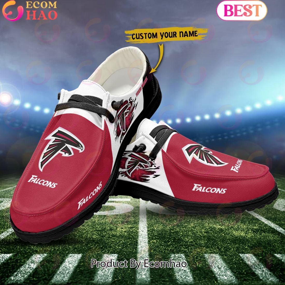 NFL Atlanta Falcons Broken Wall Logo Design Hey Dude Shoes Custom Your Name