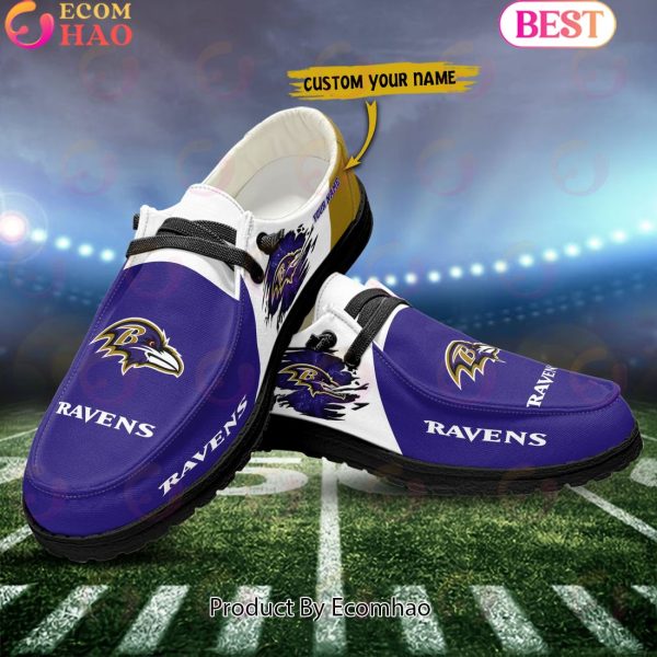NFL Baltimore Ravens Broken Wall Logo Design Hey Dude Shoes Custom Your Name