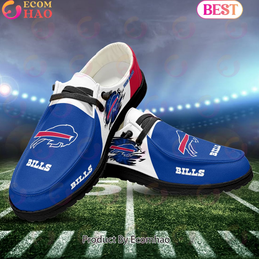 NFL Buffalo Bills Broken Wall Logo Design Hey Dude Shoes Custom Your Name