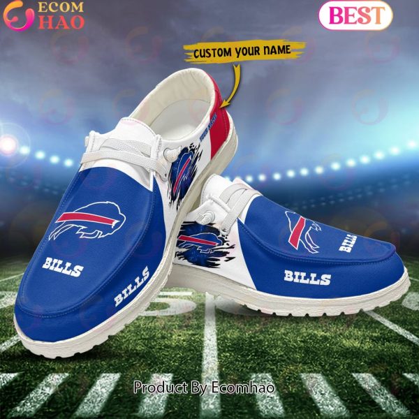 NFL Buffalo Bills Broken Wall Logo Design Hey Dude Shoes Custom Your Name