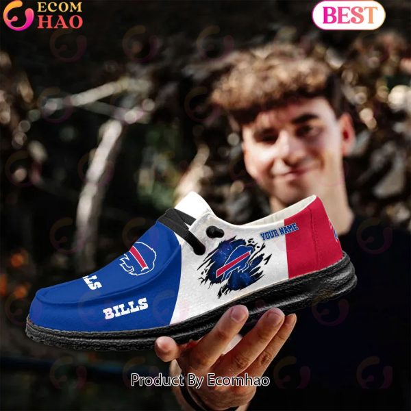 NFL Buffalo Bills Broken Wall Logo Design Hey Dude Shoes Custom Your Name