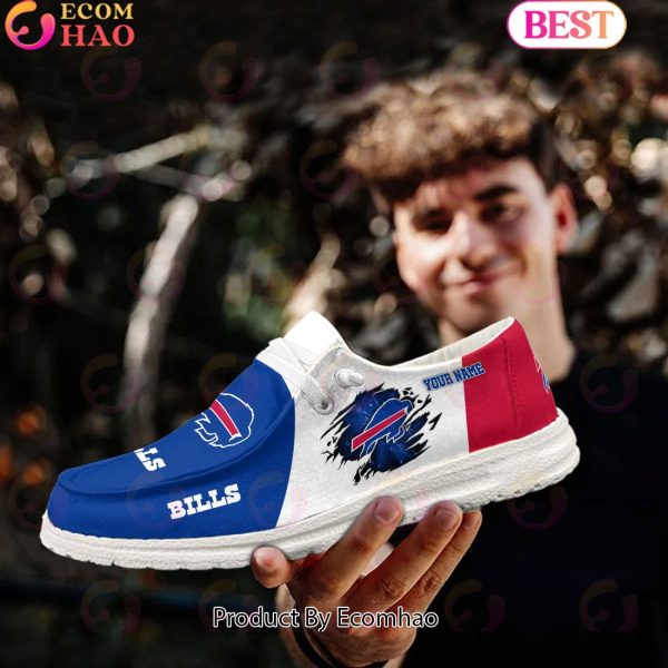NFL Buffalo Bills Broken Wall Logo Design Hey Dude Shoes Custom Your Name