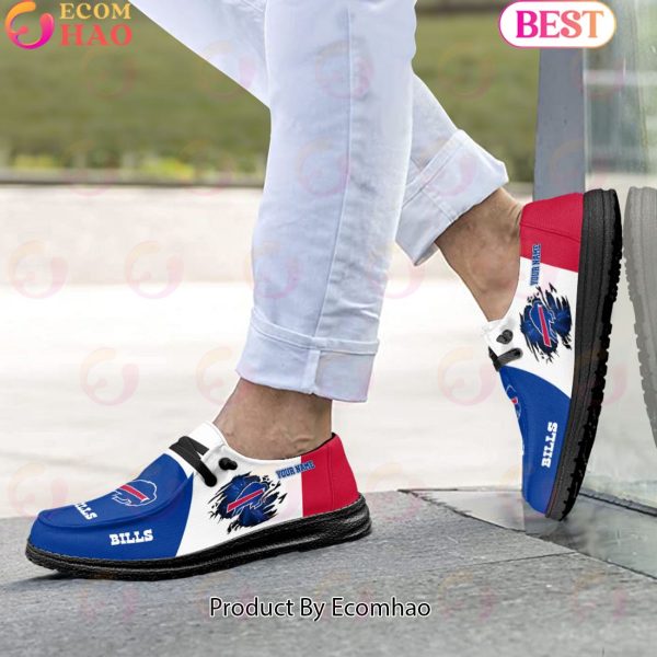 NFL Buffalo Bills Broken Wall Logo Design Hey Dude Shoes Custom Your Name