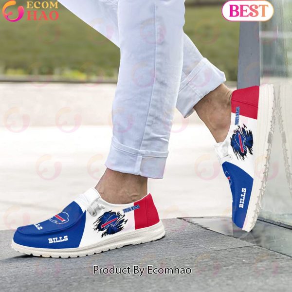 NFL Buffalo Bills Broken Wall Logo Design Hey Dude Shoes Custom Your Name