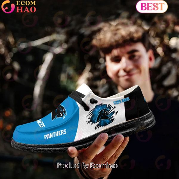 NFL Carolina Panthers Broken Wall Logo Design Hey Dude Shoes Custom Your Name