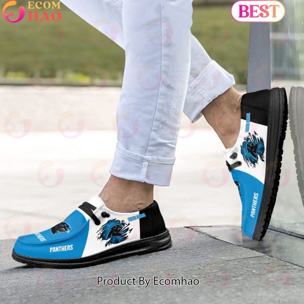 NFL Carolina Panthers Broken Wall Logo Design Hey Dude Shoes Custom Your Name