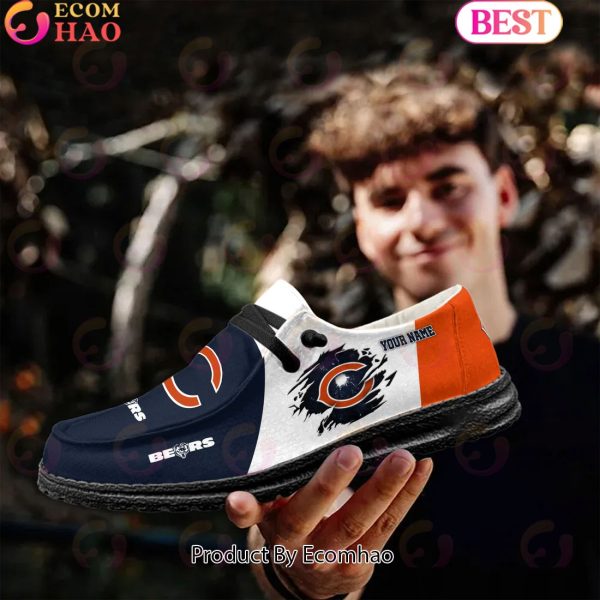 NFL Chicago Bears Broken Wall Logo Design Hey Dude Shoes Custom Your Name